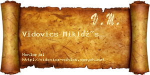 Vidovics Miklós névjegykártya