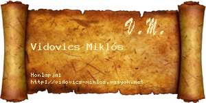 Vidovics Miklós névjegykártya
